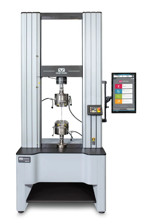 Instron 3400 Series floor model universal testing system with load frame, test fixtures and touchscreen controller